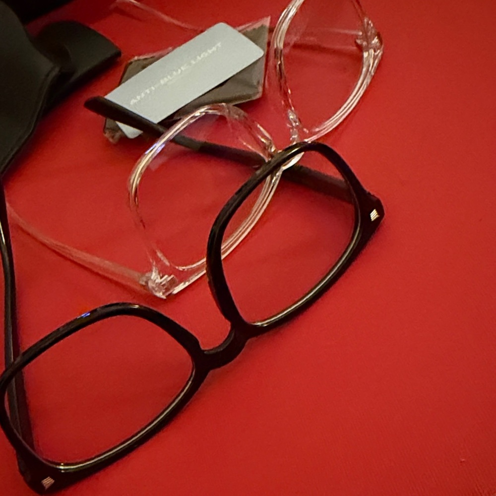 Anti-Blue Light 2 Pairs of Stylish Black and Clear Women's Glasses